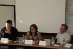 (f.l.t.r.) Tin Gazivoda (Panelist Croatia), Prof. Mihaela Miroiu (Moderator) and Joerg Forbrig (Co-editor)